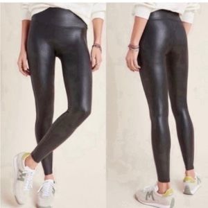 SPANX Black Faux Leather Leggings Size Medium